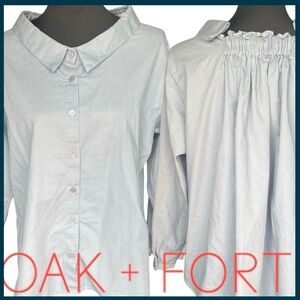 OAK + FORT Light Blue Button-Up Cotton Blouse